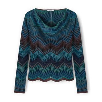 Motivi Top de Tejido Jacquard - Knitwear - Mujer - Azul - XS