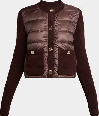 Moncler Virgin Wool Down-Fill Combo Cardigan