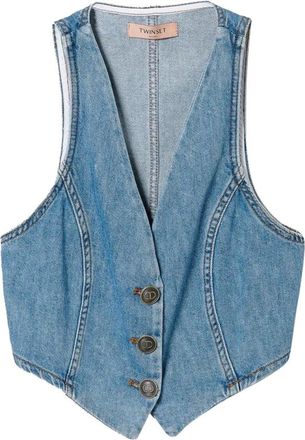 Twinset Vests - Dames - Bodywarmers - Blauw - S - Katoen - Jassen