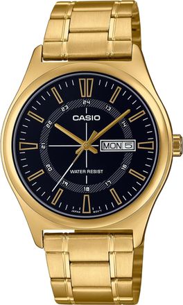 Casio Mens Gold-Tone Stainless Steel Black Dial Analog Watch - MTP-V006G-1CUDF