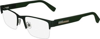 Lacoste Eyeglasses Rectangle Semi Rim, Matte Green Frame And Clear Demo Lenses Lens L2299301