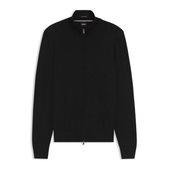 BOSS Zip-up sweater in merino wool