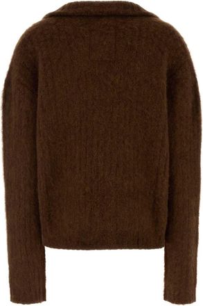 Uma Wang Womens Brown Stretch Alpaca Blend Oversize Polo Shirt Mustard Maglie Sweater