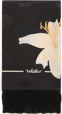 Valentino Garavani Sciarpa Apres LHiver Lilium con frange - Nero
