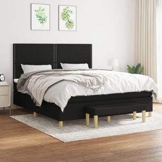 vidaXL Vidaxl - Cama Box Spring Con Colch&oacute;n Tela Negro 180x200 Cm