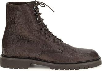 Brunello Cucinelli Brown Calf Leather Bos Taurus Lace-Up Mens Boots