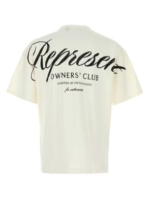 Represent Mens White Cotton Represent Owners Club T-Shirt Flatwhite T-shirts And Polos