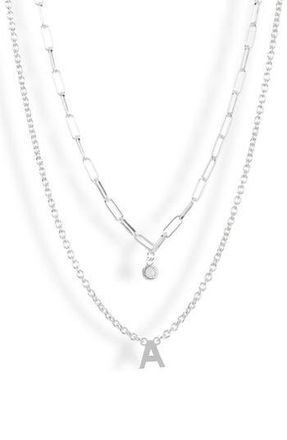 Meshmerise Diamond Initial Charm Necklace in White-A at Nordstrom Rack