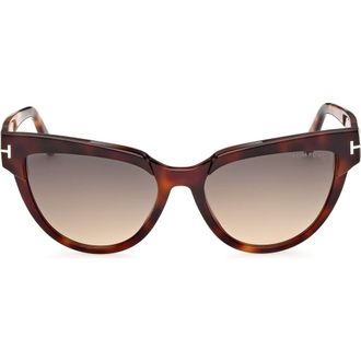 Tom Ford 57mm Cat Eye Sunglasses in Havana /Gradient Smoke at Nordstrom Rack