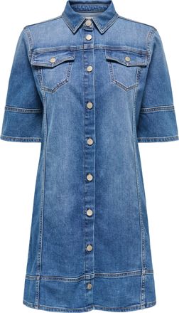 Only Jeanskleid ONLY ONLKATERINA 2/4 SHORT DNM DRESS AKM, Damen, Gr. XL, N-Gr, medium blau denim, Denim/Jeans, Obermaterial: 98% Baumwolle, 2% Elasthan, un