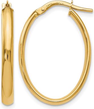 Diamond2Deal 14K Yellow Gold Oval Shape Hoop Earrings