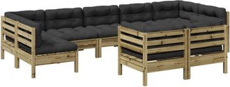 vidaXL 9 Piece Garden Sofa Set with Cushions Impregnated Wood Pine vidaXL