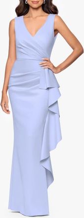 Betsy & Adam Ruffle Scuba Gown in Sky Blue at Nordstrom, Size 10