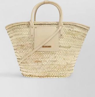 Jacquemus raffia tote bag leather trim shoulder strap