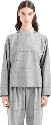 Emporio Armani Stijlvol Vest - Dames - Longsleeves - Grijs - XS - Wol - Tops