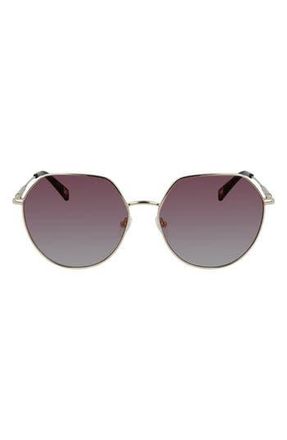 Longchamp Roseau 60mm Gradient Round Sunglasses in Gold /Rose at Nordstrom Rack