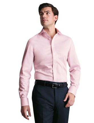 CHARLES TYRWHITT Non-Iron Greenwich Weave Cutaway Shirt in Pink at Nordstrom, Size 15.5 - 34