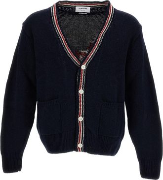 Thom Browne Blue Wool Donegal Hector Patchwork Cardigan