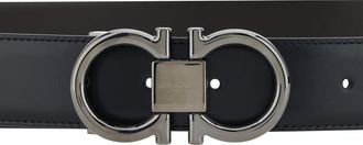 Ferragamo Mens Gancini Leather Belt Black Calf