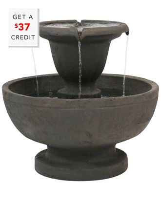 Sunnydaze Streaming Falls 2-Tier Outdoor Water Fountain Garden Feature With $37 Credit