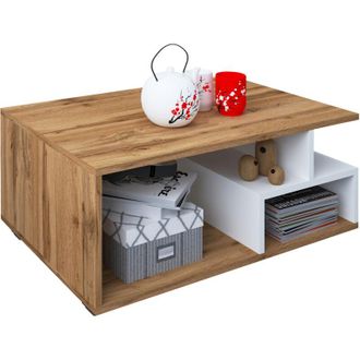 ebuy24 Tavolino in legno vcm Divano con spazio di archiviazione sufficiente Dimensioni ca. a. 40 x l. 80 x p. 50 cm Tavolo soggiorno - Sulas (quercia miele