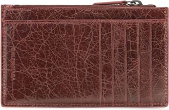 Balenciaga Womens Le City Long Card Holder Berry Red Lamb Ovis Aries Wallet