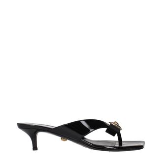 Versace Black Leather Stiletto Heel Womens Sandals