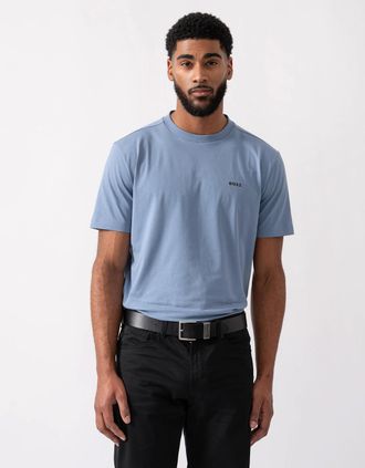 HUGO BOSS Mens BOSS Green Tee Mens Stretch Cotton T-Shirt with Contrast Logo - Medium Blue 422 - Size: 38