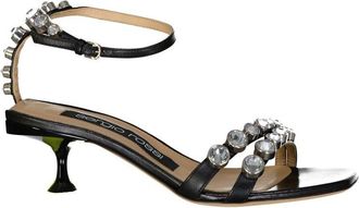 Sergio Rossi Black Calfskin Stiletto Heel Womens Sandals