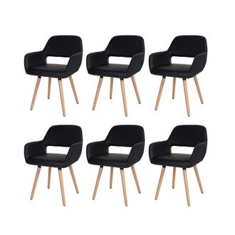 Hhg Set 6x Sedie Sala Da Pranzo Soggiorno Cucina Hhg 429 Ii Design Retro Legno Ecopelle Nero