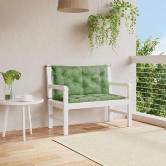 vidaXL Cuscini Panca Giardino 2 pz Motivo a Foglie 100x50x7 cm Tessuto - Vidaxl
