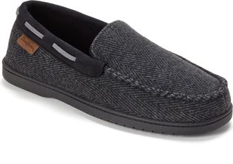 Dearfoams Mens Keaton Microsuede Moccasin House Shoe Slipper
