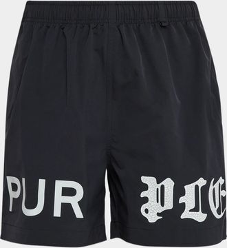 Purple Men & apos;s All Round Split-Logo Swim Trunks