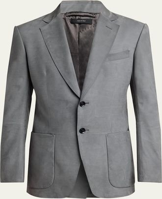 Tom Ford Mens Nubuck Leather Modern-Fit Blazer