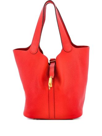 Herm&egrave;s Picotin Lock Bag Clemence MM bucket bag - women - Calf Leather - One Size - Red