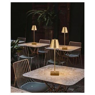 Trade Shop Trade Shop Traesio - Trade Shop - Lampada Tavolo Ricaricabile Usb 10 Watt 3 Colorazione Di Luce Vari Colori D27-3c - Oro