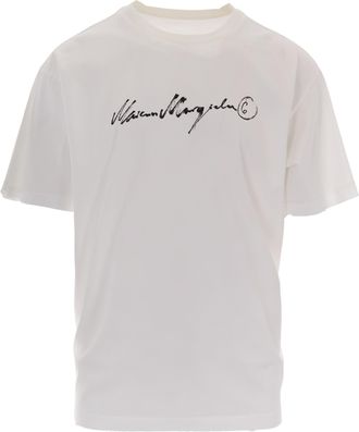 Maison Margiela Off White Firma Cotton T-Shirt