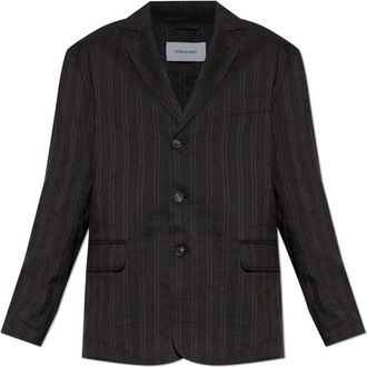 Ferragamo Pinstripe Blazer - Heren - Blazers - Bruin - L - Katoen - Jassen