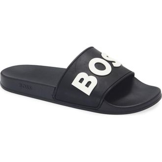 BOSS Kirk Slide Sandal in Black at Nordstrom Rack, Size 13Us / 12Uk