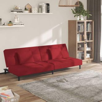 vidaXL Vidaxl - Sof&aacute; Cama De 2 Plazas Con Dos Almohadas Terciopelo Rojo Tinto