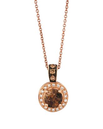 Le Vian 14K Strawberry Gold 0.86 Ct. Tw. Diamond & Smoky Quartz Pendant Necklace