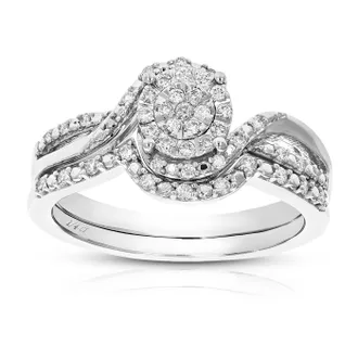 Vir Jewels 1/4 cttw Lab Grown Diamond Wedding Bridal Set in Sterling Silver For Women