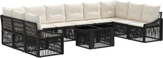 vidaXL Conjunto De Sof&aacute;s De Jard&iacute;n 11 Uds. Negro Y Blanco Crema Vidaxl
