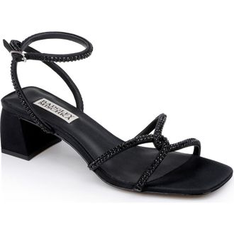 Badgley Mischka Brisa Ankle Strap Sandal in Blacksatin at Nordstrom Rack, Size 7.5
