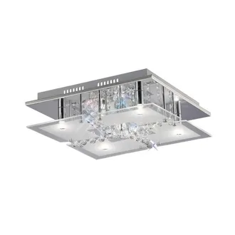 Netlighting Chisora Flush Ceiling 5 Light Polished Chrome Glass Crystal in Grey