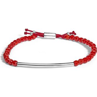 House of Brilliance Sterling Silver Red Jasper Bead Station Bracelet with Bolo Clasp at Nordstrom
