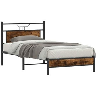 vidaXL Bed Frame without Mattress Smoked Oak 100x200 cm Engineered Wood Vidaxl