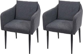 Hhg Hhg - Lote De 2 Sillas De Comedor 734, Silla De Cocina Sill&oacute;n Silla, Tela/textil Gris Oscuro