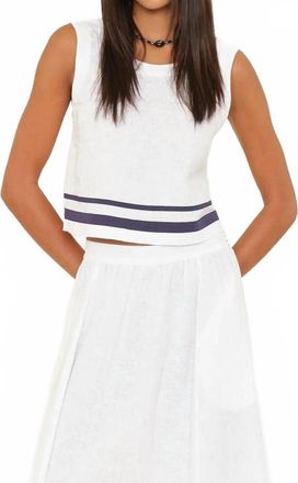 Xirena Leni Linen Top In White/ Royal