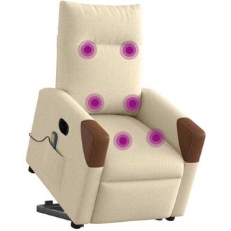 vidaXL Sill&oacute;n De Masaje El&eacute;ctrico Reclinable Elevable Tela Crema Vidaxl